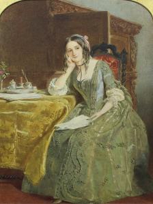 John William Wright (1802-1848) - Watercolour - Seated portrait of a woman reading a letter, from https://www.the-saleroom.com/en-gb/auction-catalogues/canterbury-auction-galleries/catalogue-id-srcan10011/lot-0e98467a-9ba0-4d28-9a97-a444006599b5